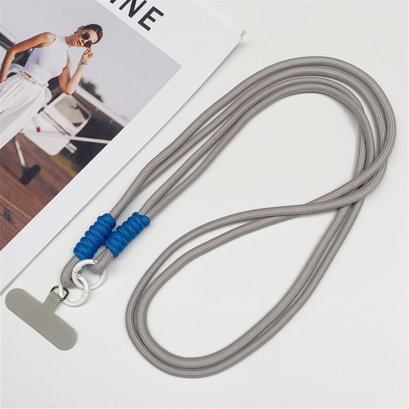 120cm Double Rope Mobile Phone Lanyard Crossbody Phone Straps Neck Clip Cord Rope Twisted Backable Outdoor Anti-loss Phone Chain: Piano Black