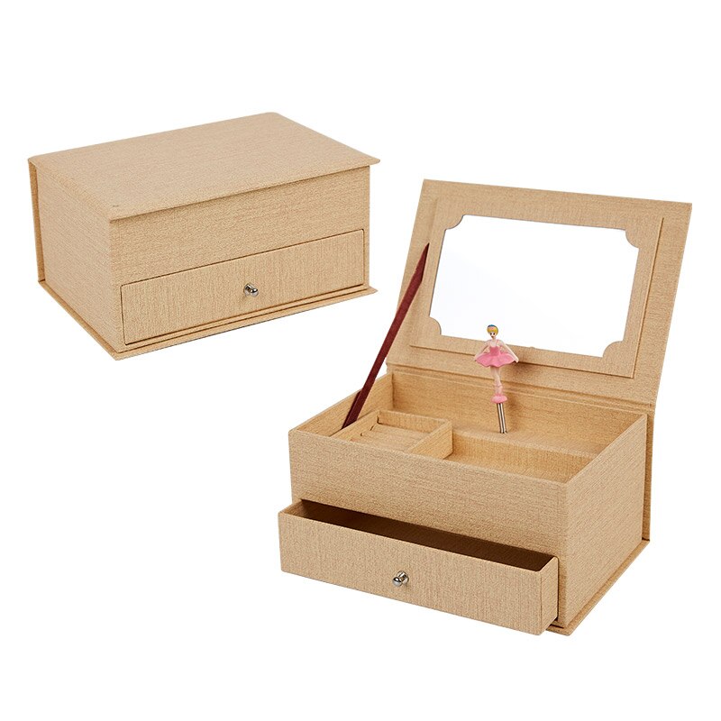 White Music Box Paper Art Makeup Box Jewelry Box Birthday Begging Wedding Packaging Snakeskin Pattern Paper Music Box: Burlap Pattern