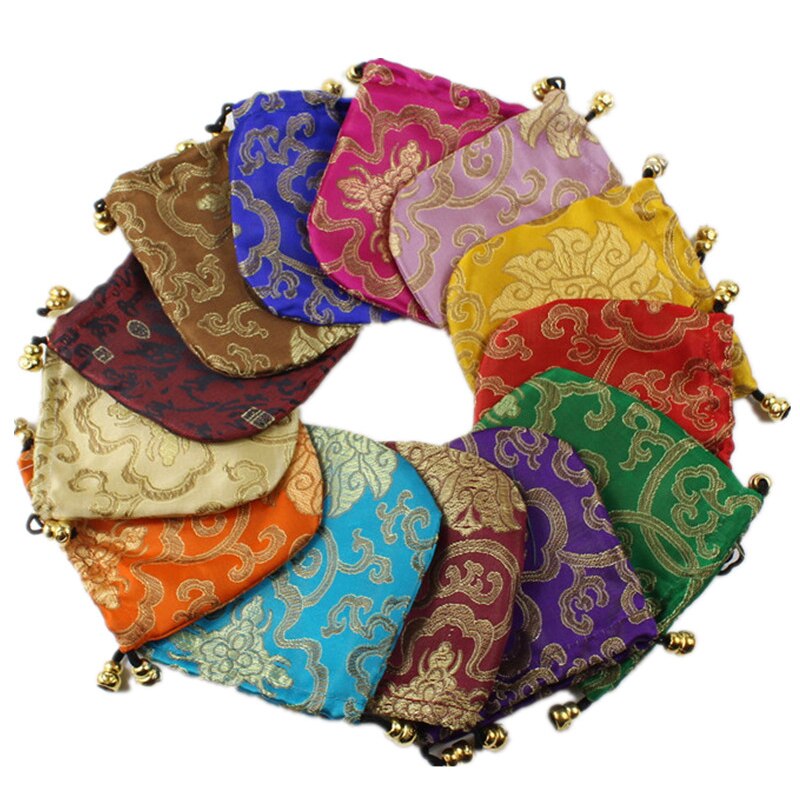 Silk Drawstring Pouch Drawstring Ethnic Style Jewelry 1 Pcs Bags Embroidery Jewellery Pouch Brocade Box Small Trick Colorful