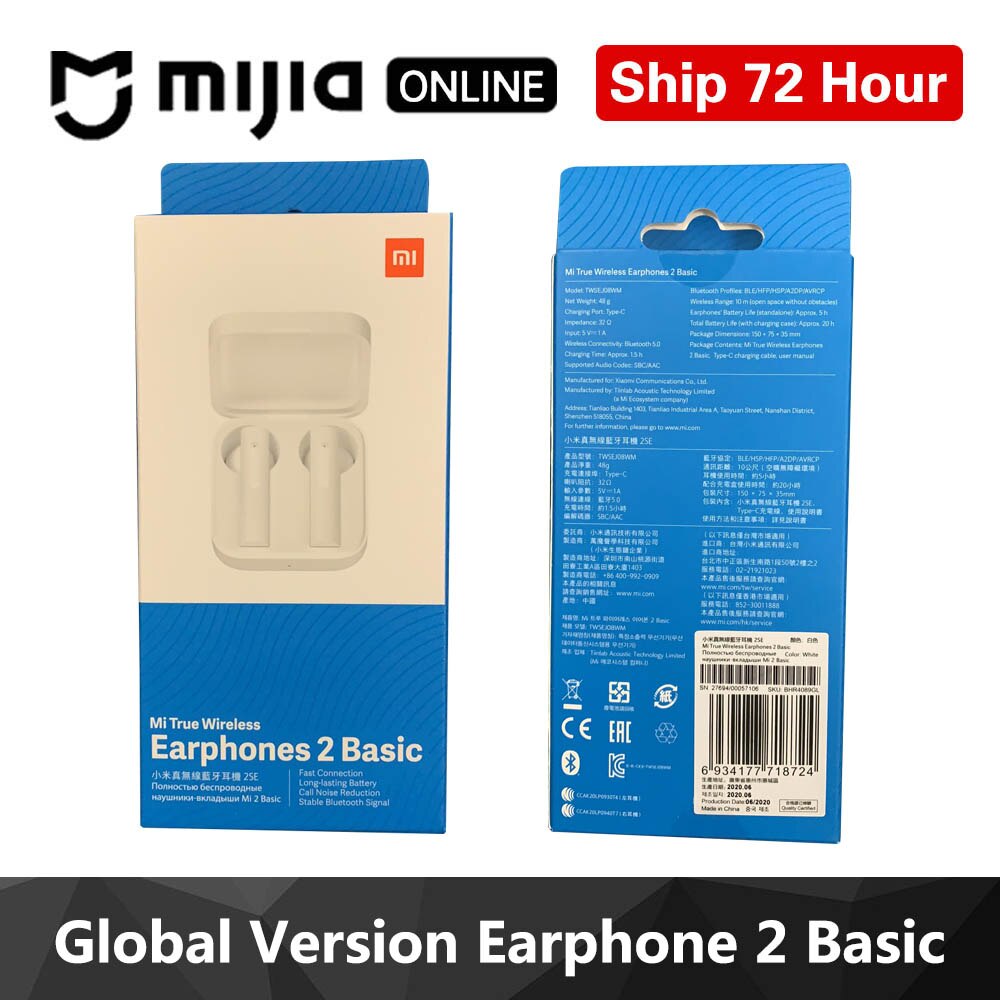 NEUE Xiaomi Air2 SE TWS Mi Wahre Wireless Bluetooth Kopfhörer Air 2 SE Ohrhörer Air pro 2SE 2 SE 20 stunden Batterie Touch Control: GB Earphone 2 Basic