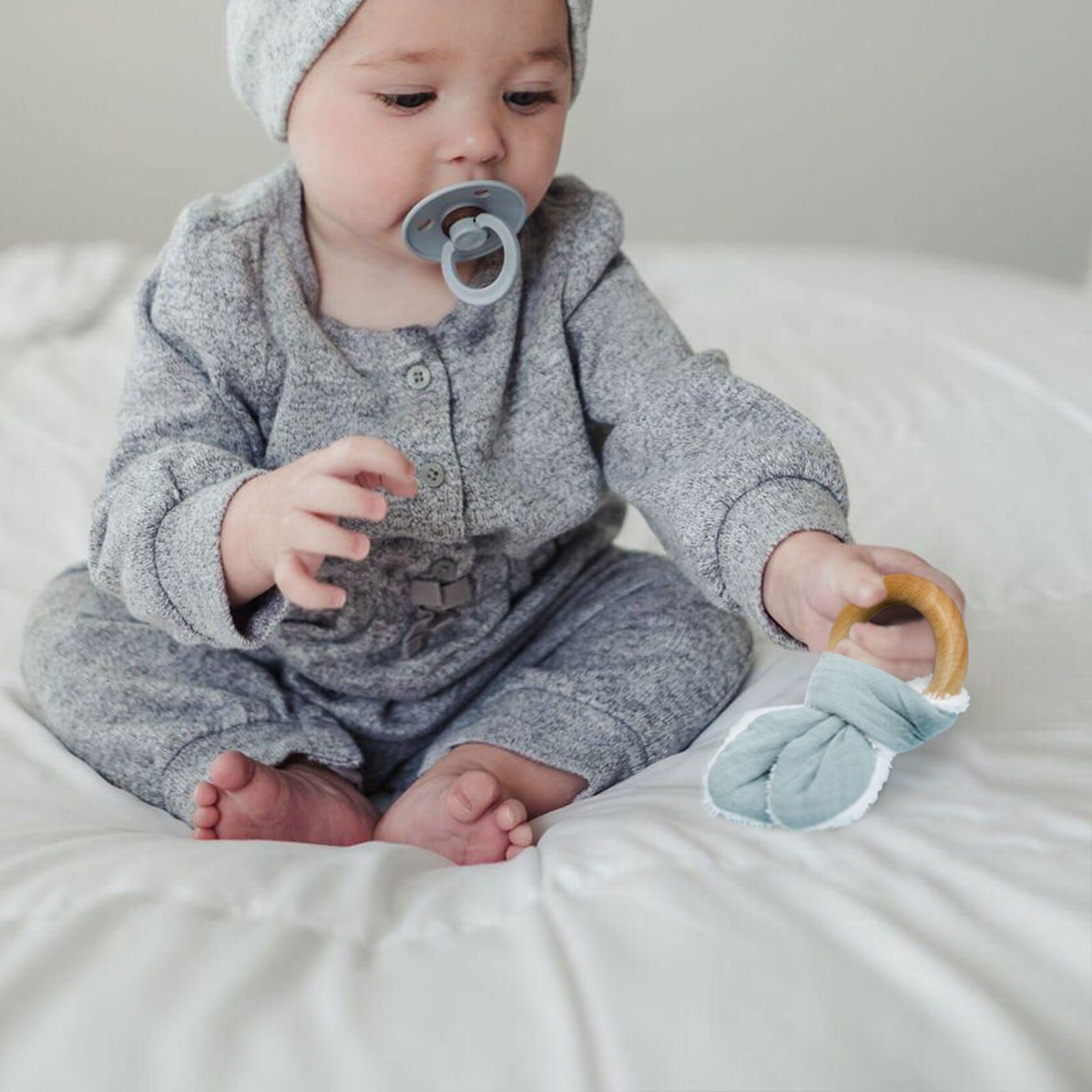 Konijn Oor Houten Baby Tandjes Bijtring Ring Food Grade Zintuiglijke Speelgoed Voor Training Bijtringen Douche