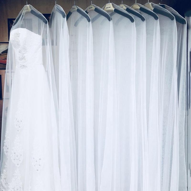 Transparent Soft Tulle Dust Cover For Home Clothes Wedding Dress Garment Bridal Gown Protector Mesh Yarn 160cm 180cm 200cm