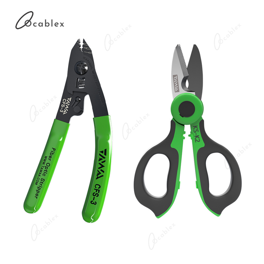 Handheld TAWAA KS-K2 Fiber Optik Kevlar Schere Fiber Optik Kevalr Cutter Edelstahl Schere mit 3 Löcher Faser Stripper: 2 in 1 