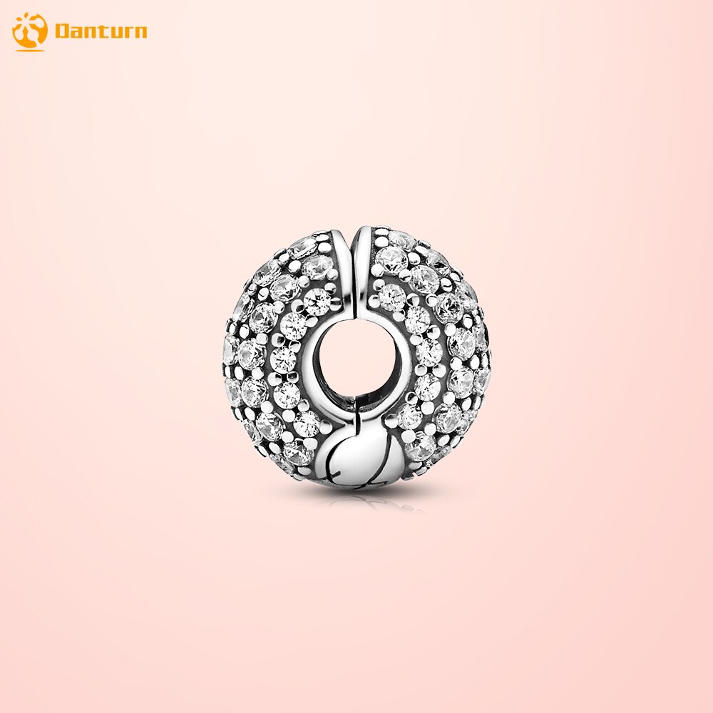 Danturn Autunno 925 sterlina d'argento perlina Pavé Catena Del Serpente Del Modello Della clip di Fascino misura il Braccialetto Europeo Originale Produzione di Monili Delle Donne