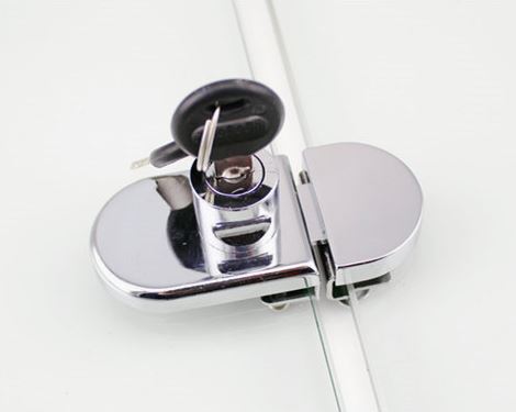 Glass display cabinet/Showcase locks, Zinc Alloy,5-8mm glass, single/Double door,No need drilling,DIY cabinet,easy to install: Double door