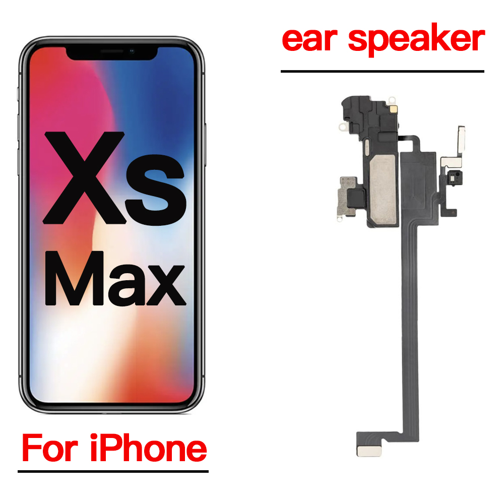 Högtalare med flexkabel för iphone x xr xs max, hörlurar med ljussensor och mikrofon: Svart