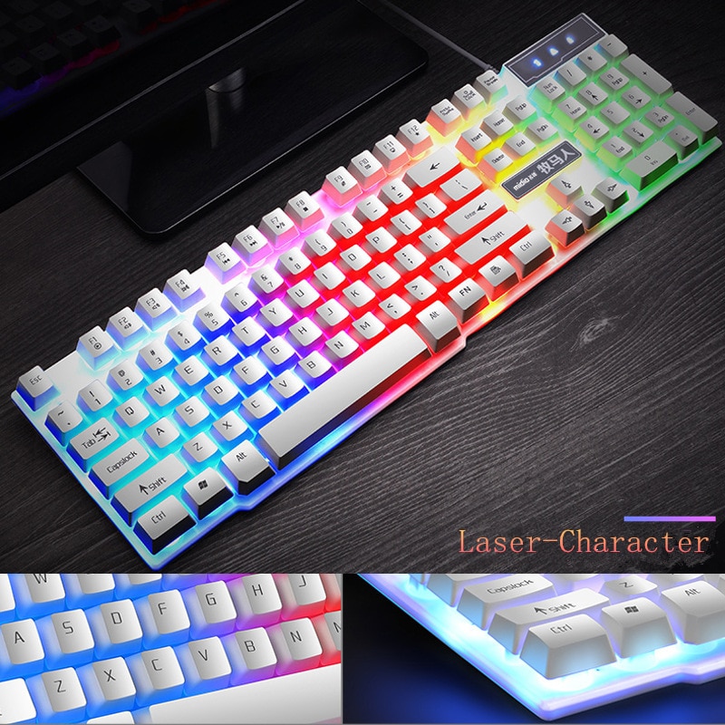 Colorful Gaming Mechanical Feel Keyboard USB Wired Ergonomic RGB Backlight Office Business Keyboard For Laptop Desktop PC