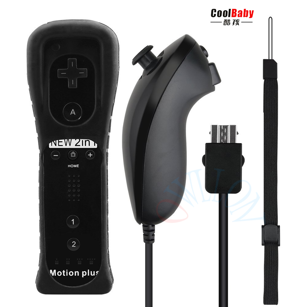 2-in-1 Wireless Remote Controller+Nunchuk Control for Nintend Wii Built-in Motion Plus WiiU gamepad joystick+Silicone Case