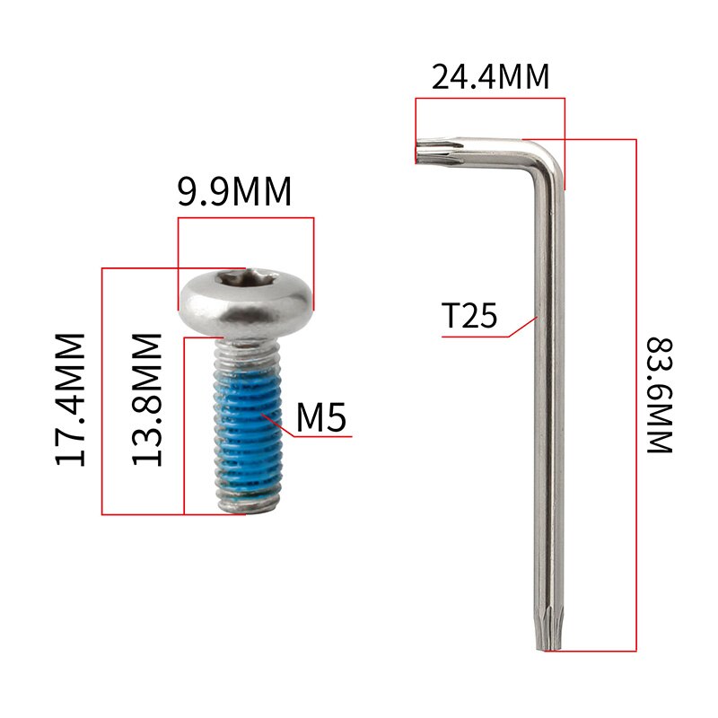 MUQZI-tornillos de disco de freno T25 para bicicleta, tornillos de Rotor alargados de M5 x 13,8mm, pernos de fijación antideslizantes, 12 Uds.