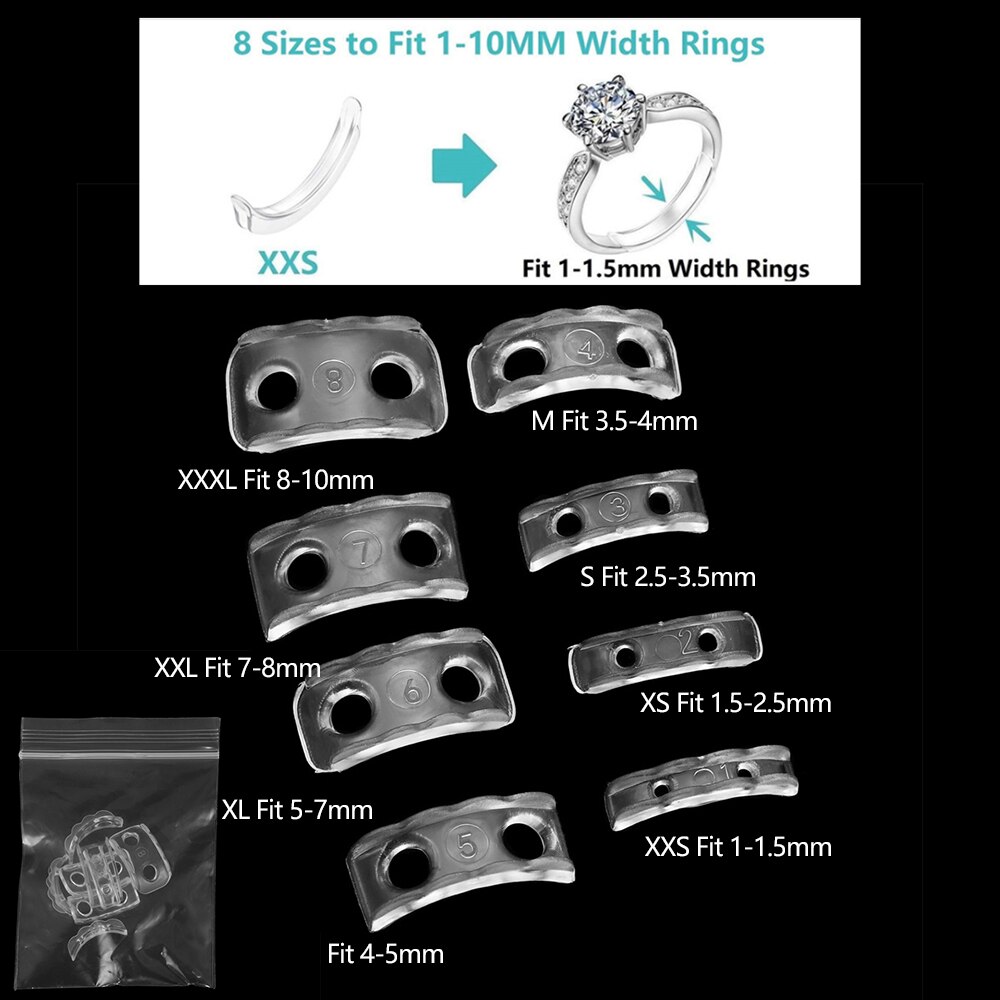4 unids/lote herramientas de anillo transparente a base de espiral anillo de resorte ajustador de tamaño protector tensor reductor herramienta de redimensionado para joyería