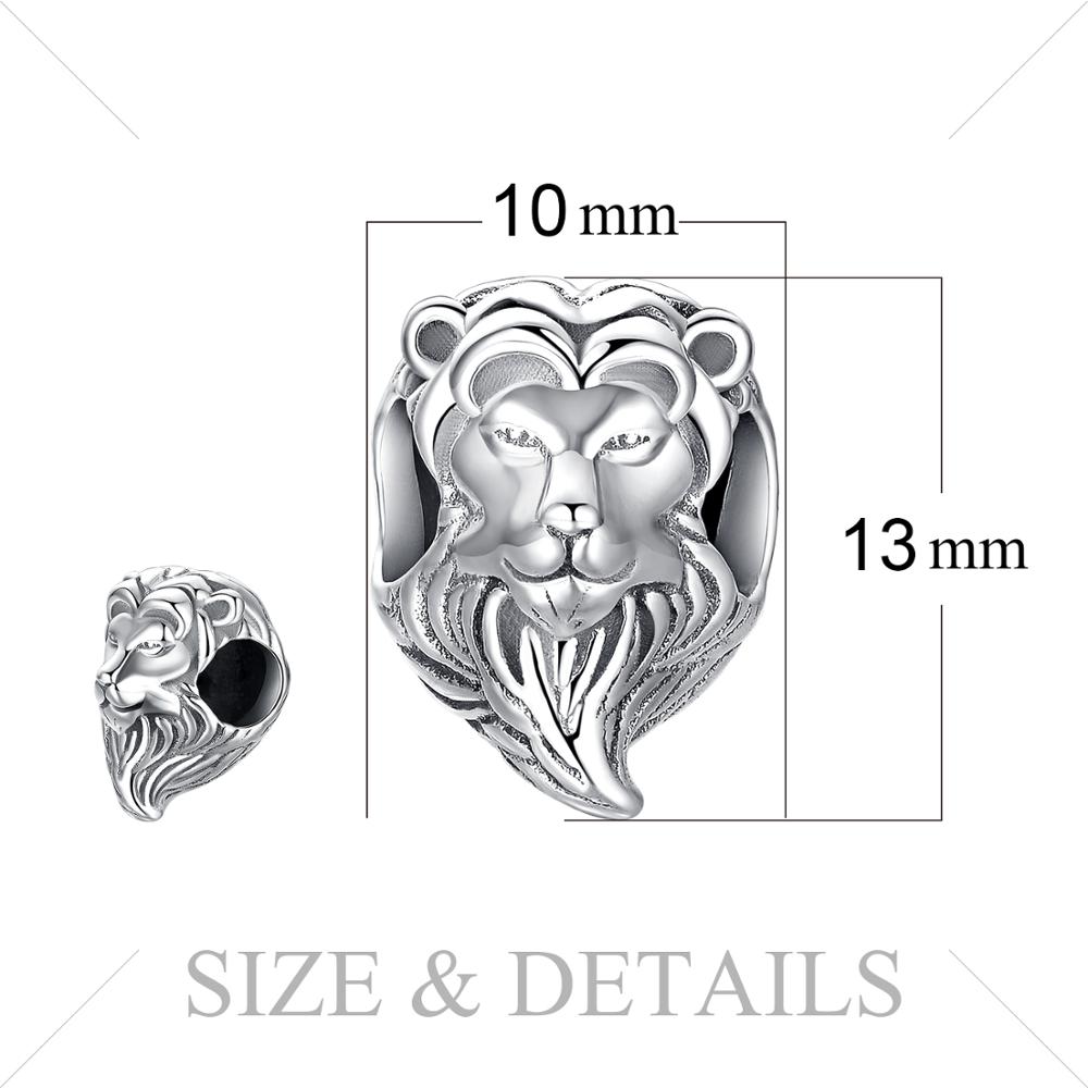 JewelryPalace Lion Head 925 Sterling Silver Beads Charms Silver 925 Original For Bracelet Silver 925 original For Jewelry Making