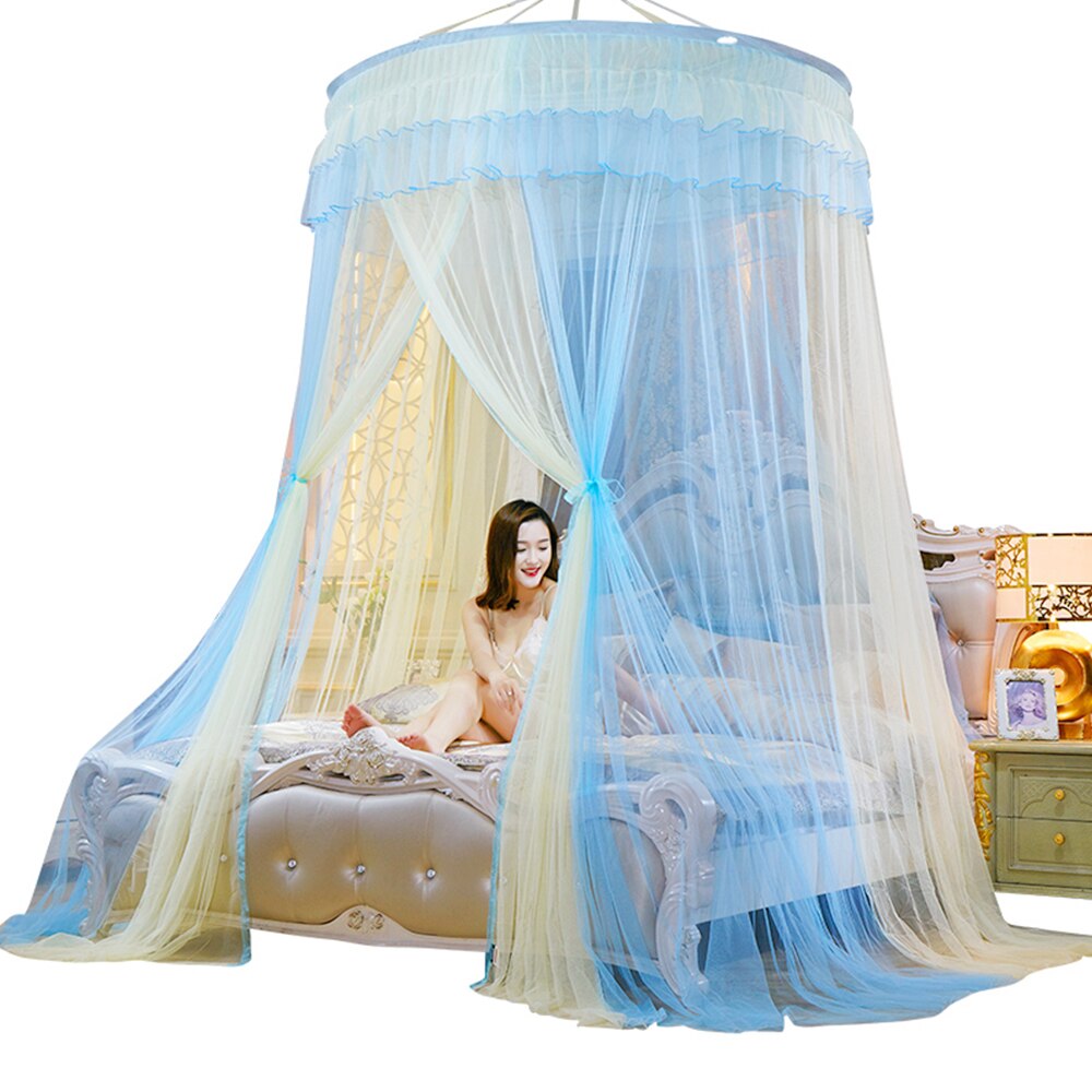 Baldachim robić łóżka zawieszony moskitiera netto okrągły wierzchołek łóżko księżniczki namiot kurtyna składany baldachim na łóżku wróżka koronki Dossels dziewczyna: A2 duży