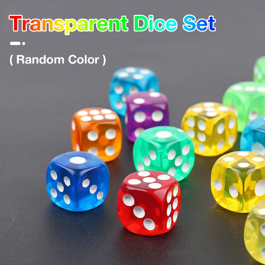 10PCS/Set Dice Fine Craft Set Transparent Dice Set For Table Board Games 16mm For All Dice Games Board Games Math Teaching