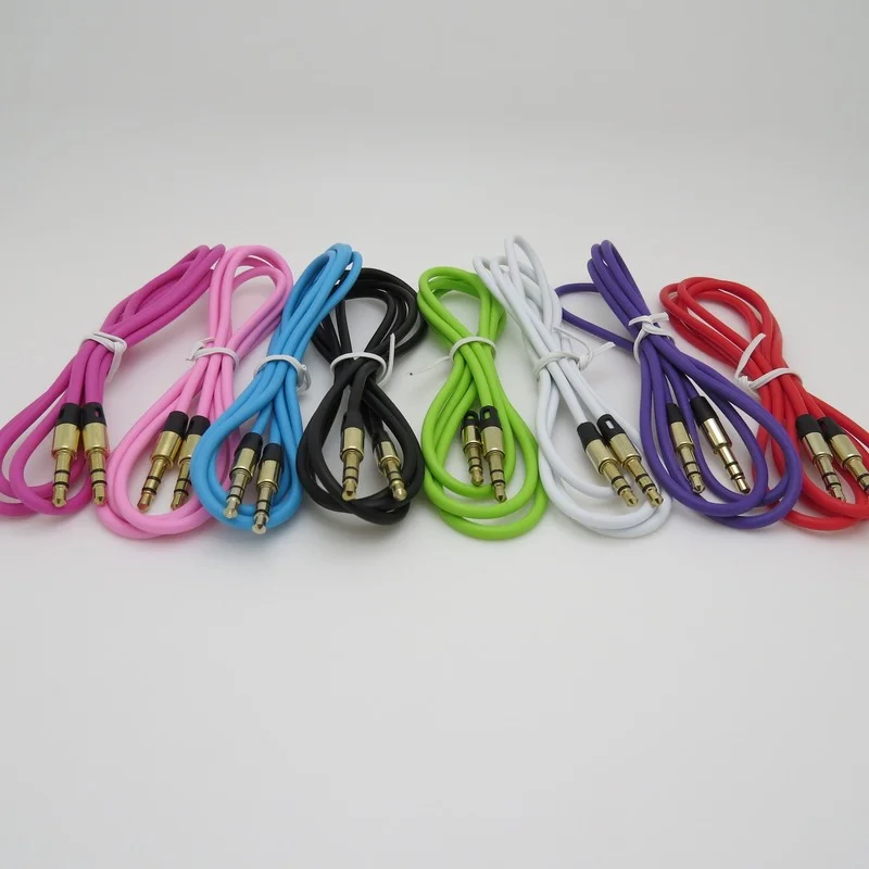 1m Color Jack Aux Cable 3.5 Mm To 3.5mm Plug Audio Cable Male To Male Car Aux Cord for Iphone Xiaomi Gold-plated Plug