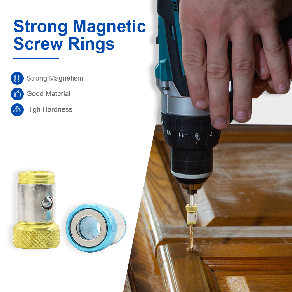 Magnetische schroefring Metalen bit Sterke magnetiseurringschroef Magnetische houders voor 1/4 inch/6,35 mm schroevendraaier Krachtige bits