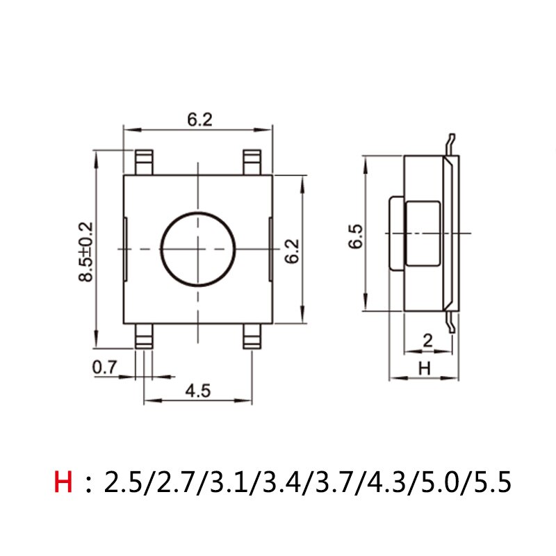 Darmowa wysyłka TS-E004 dotykowy przełącznik 6.2*6.2*4.3 czteronożne łatka czerwony przycisk 6x6 płaskie siedzenia SMD dysk warkocz DIY Wykonany ręcznie accessorie