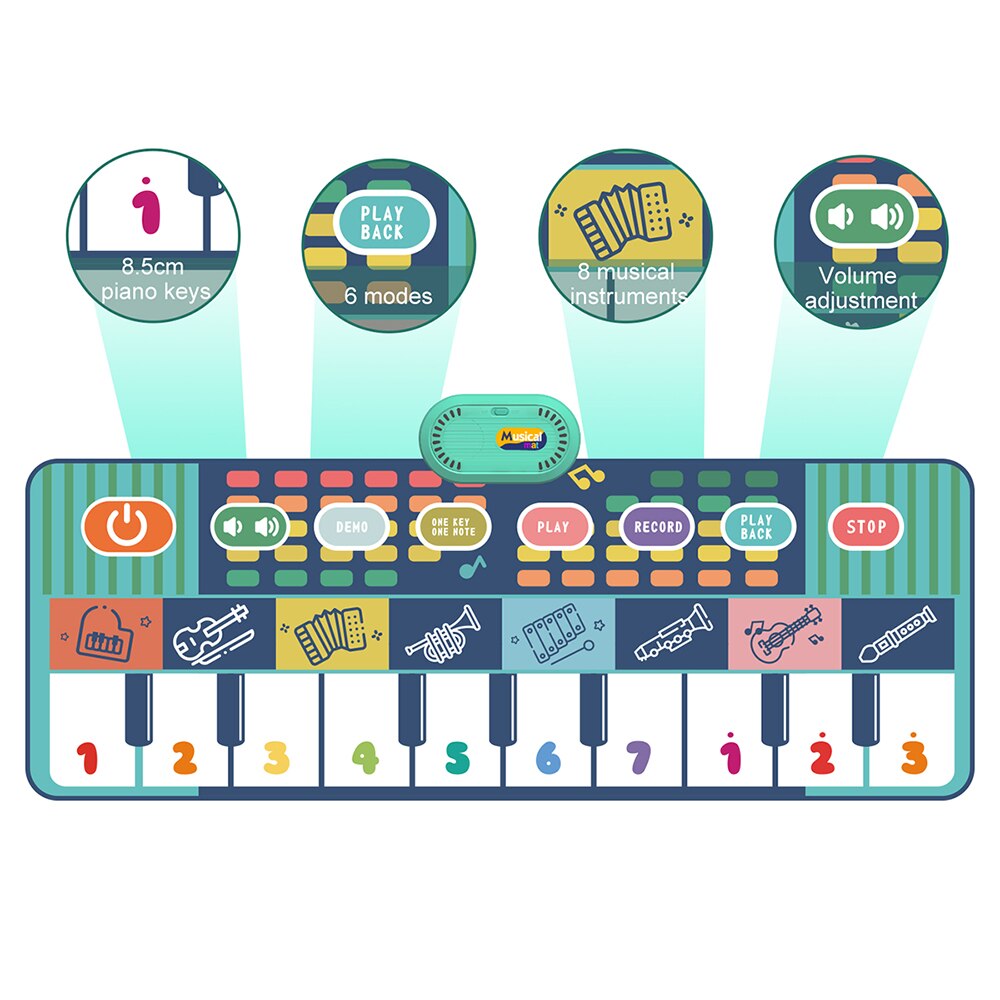Tapis Musical de grande taille pour bébé, 7 Types, 100x36cm, son d&#39;animal, jeu de musique, Piano, Instrument, jouet, d&#39;éducation préscolaire des enfants