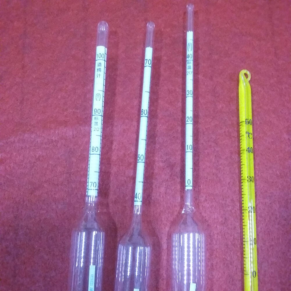 DIY Proof Hydrometer 0-100% Alcohol Meter + Thermometer 3Pcs Measure Home Tester Alcoholmeter
