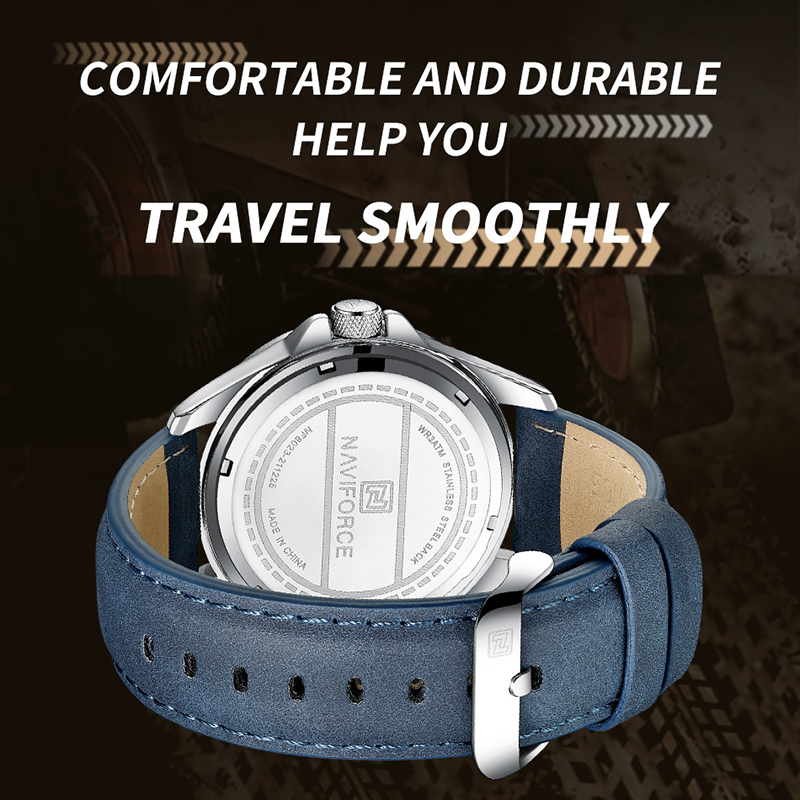 NAVIFORCE Mannen Mode Quartz Horloges Mannelijke Lederen Band Sport Waterdichte Horloges CalendarClock Relogio Masculino
