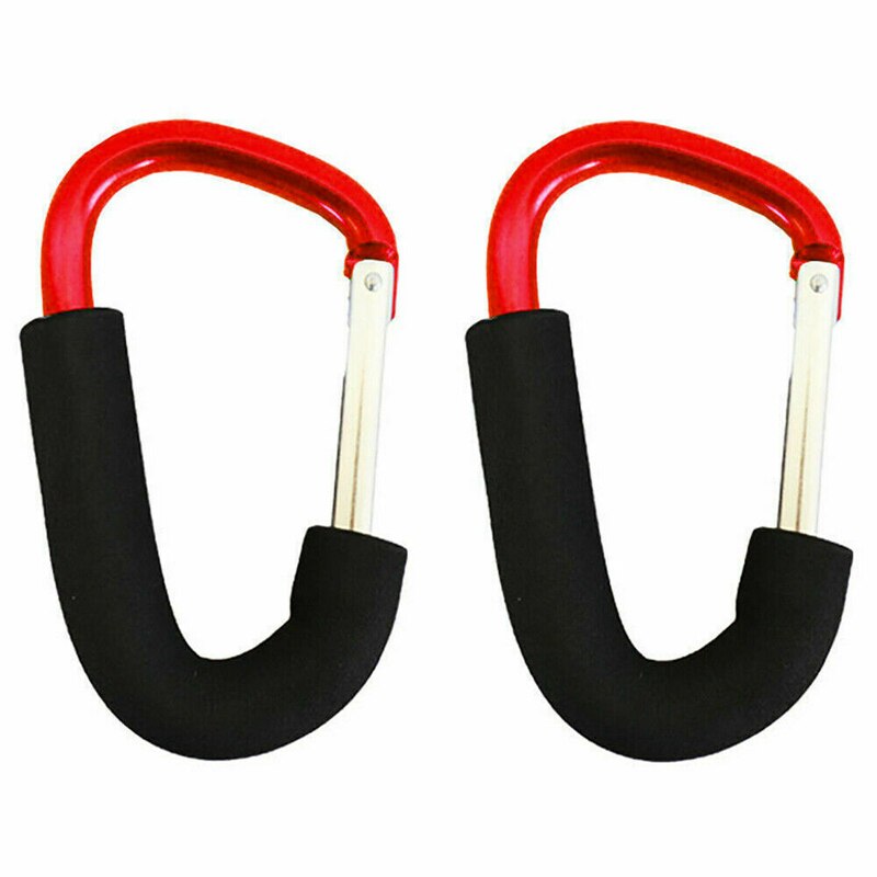2PCS Baby Kinderwagen Kinderwagen Clip Haken Große Buggy Clips Kinderwagen Karabiner Windel Aufhänger für die Durchführung Einkaufstasche: Rot