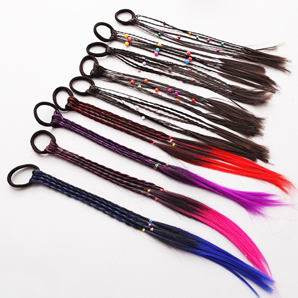 Girls Colorful Wigs Ponytail Hair Ornament Headbands Rubber Bands Beauty Hair Bands Headwear Kids Hair Accessories Head Band