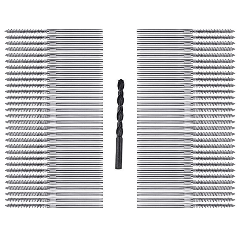 32 Pairs Swage Lag Schroeven Links & Rechts Voor 1/8Inch Dek Kabel Reling Systemen Hout Post Balusters voor Kabel Reling