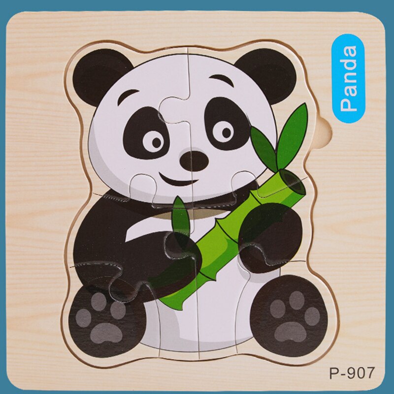 1Pcs baby 3D wooden Animal traffic Jigsaw Puzzle Educational toy early learning cognition kids cartoon grasp intelligence Puzzle: 35