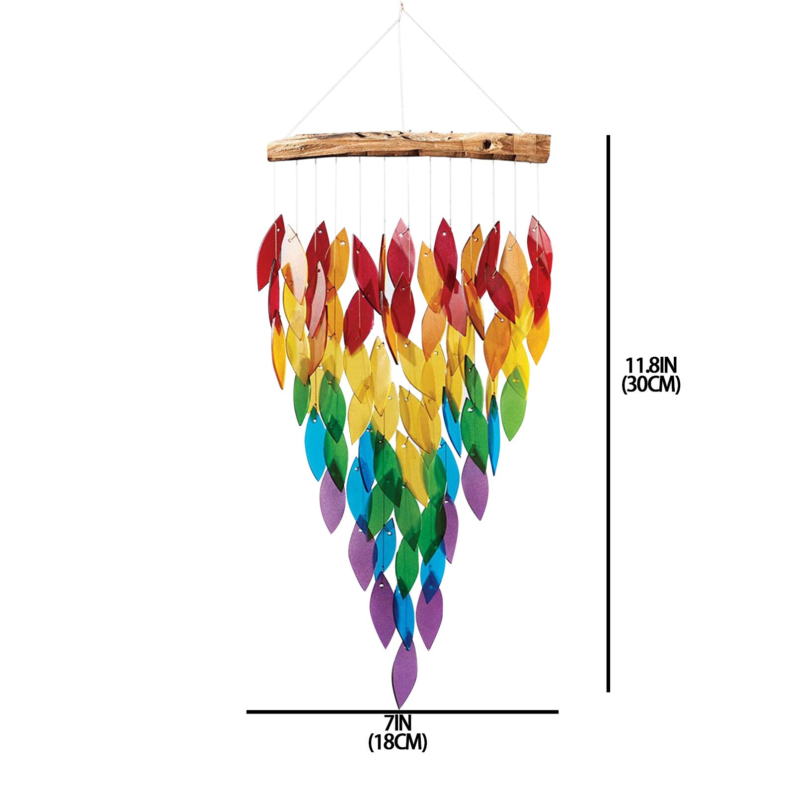 Hanging Decorations Rainbow Water Fall Leaf Wind Chime And Floating Wood Wind Chime Outdoor Teak Home Accessories #T2G