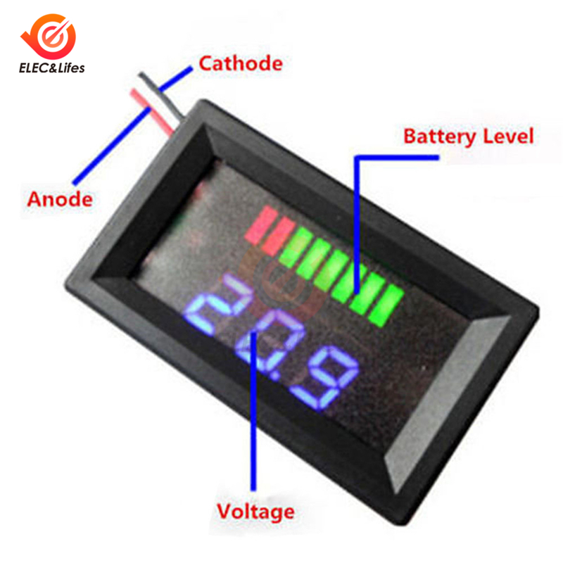 6V 12V 24V 36V 48V Auto Blei Säure Batterie Ladezustand Anzeige Batterie Tester Lithium- batterie Kapazität Anzeige LED Voltmeter