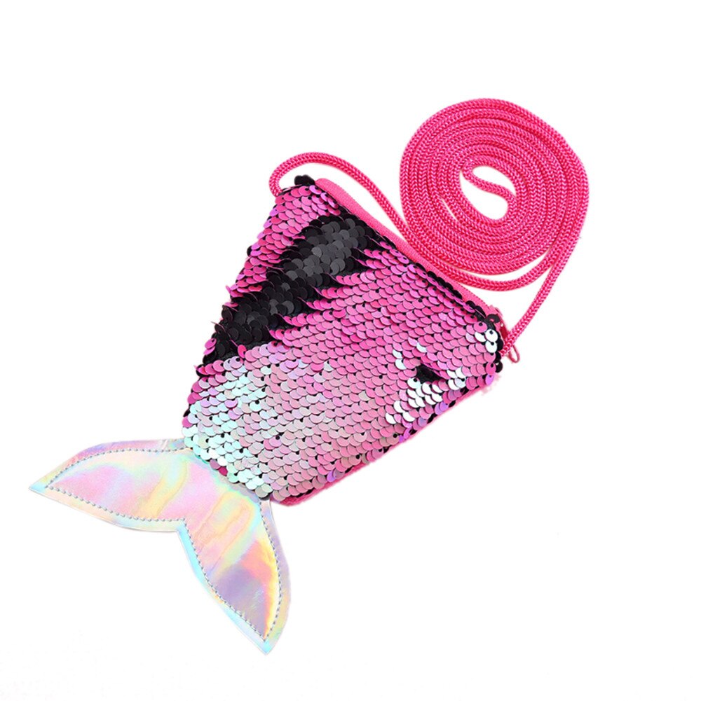 Kleine Münze Geldbörsen Pailletten Kinder Handtaschen Zipper Getäfelten Fisch Form Geldbörsen Niedlich Tasche Schlüssel Paket Handtasche Frauen кошелек T: Hot Pink