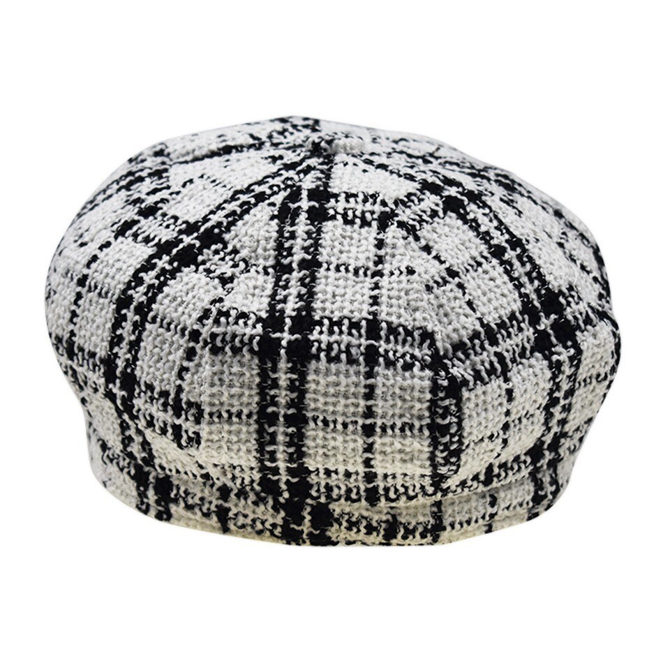 Tweed-Plaid Newsboy Newsboy Cap for Women,Cabbie Beret Visor Brim Hat