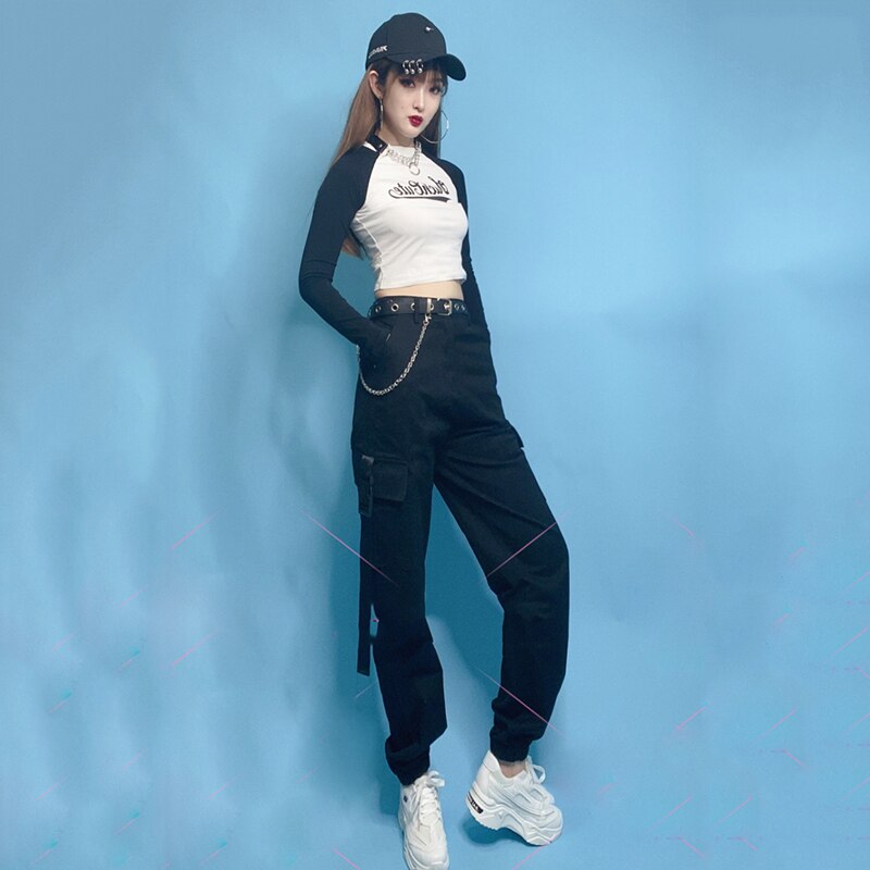 Ropa de competición de grupo de baile callejero de Hip Hop, trajes de baile de Jazz femenino, atuendo Rave, ropa moderna para mujeres DNV13318