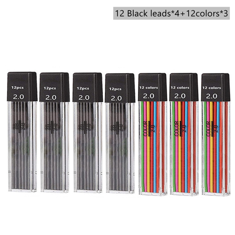Mechanical Pencil Set 2.0 mm with 2B Black/Colors Lead Refill For Writing Sketching Art Drawing Painting School Automatic Pencil: SKY BLUE