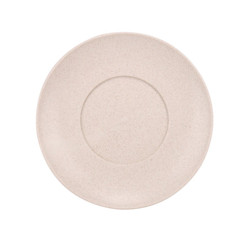 Children Plate Baby Feeding Dishes Environmental Wheat Straw Dinnerware Solid Color Outdoor Kids Snack Fruit Tableware MBG0537: Beige