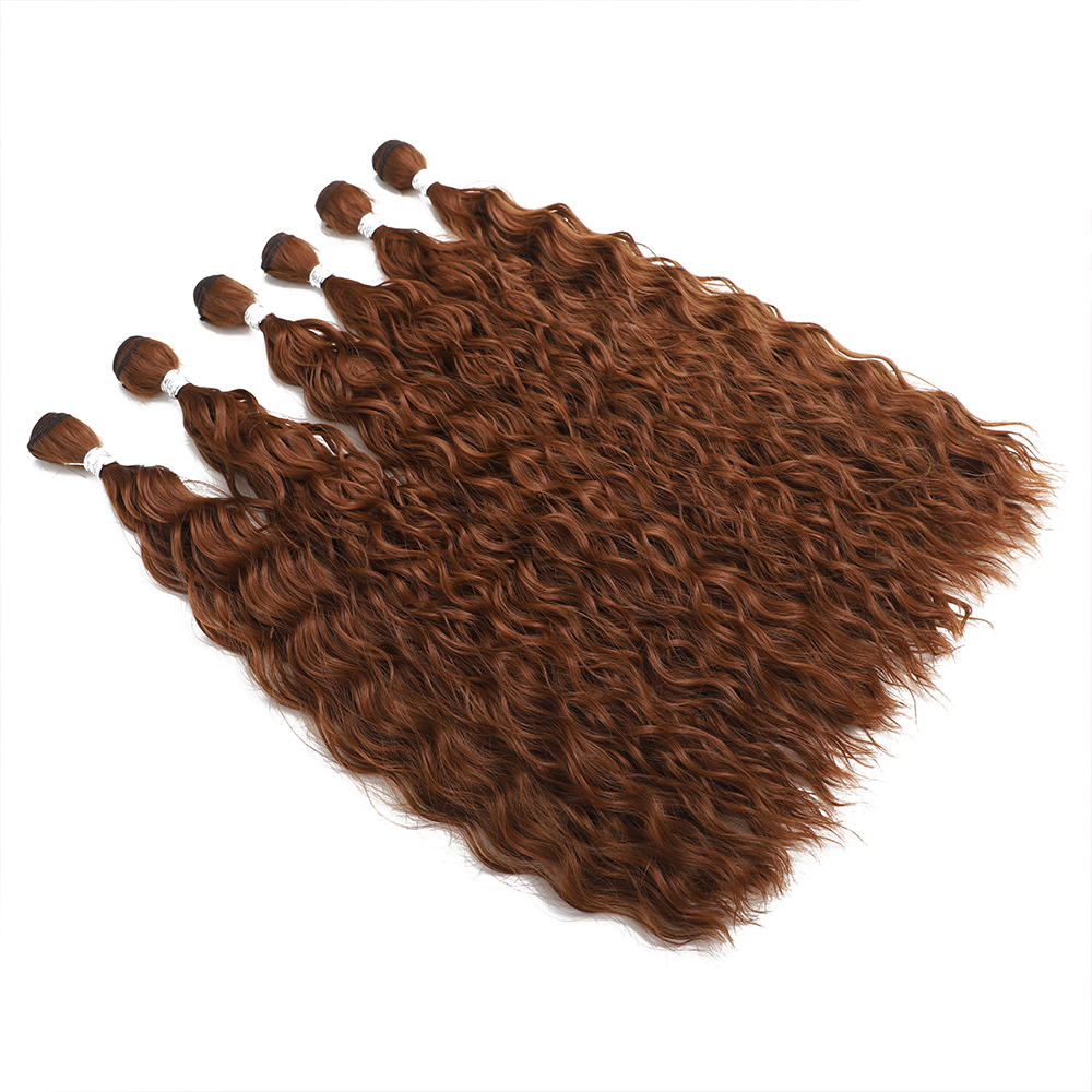 Synthetic Curly Hair Bundles Water Wave Hair Extension 1PCS/Pack 50g red-orange Color Gold Heat Resistant Fiber Kinky Curly Hair
