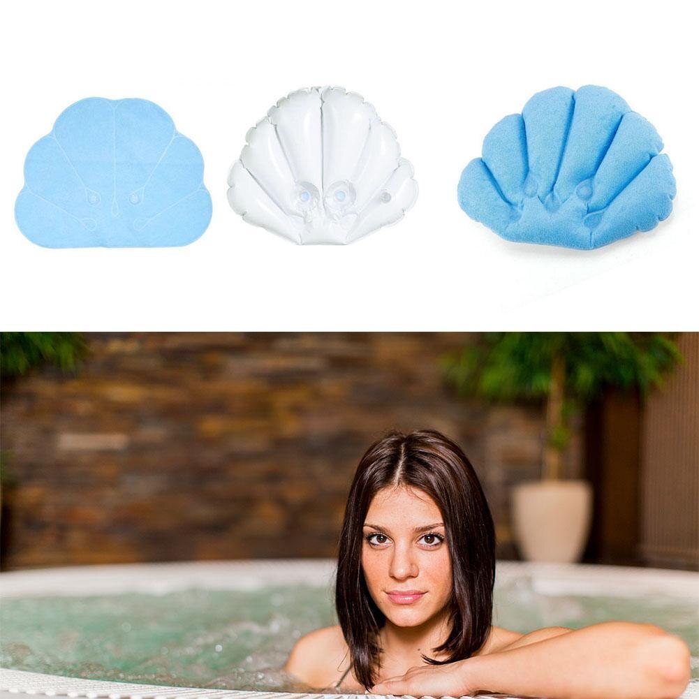 1Pc Bath Pillow Spa Inflatable Shell Shaped Neck Bathtub Cushion Random Color Bathroom Accessories Bath Tub Pillow