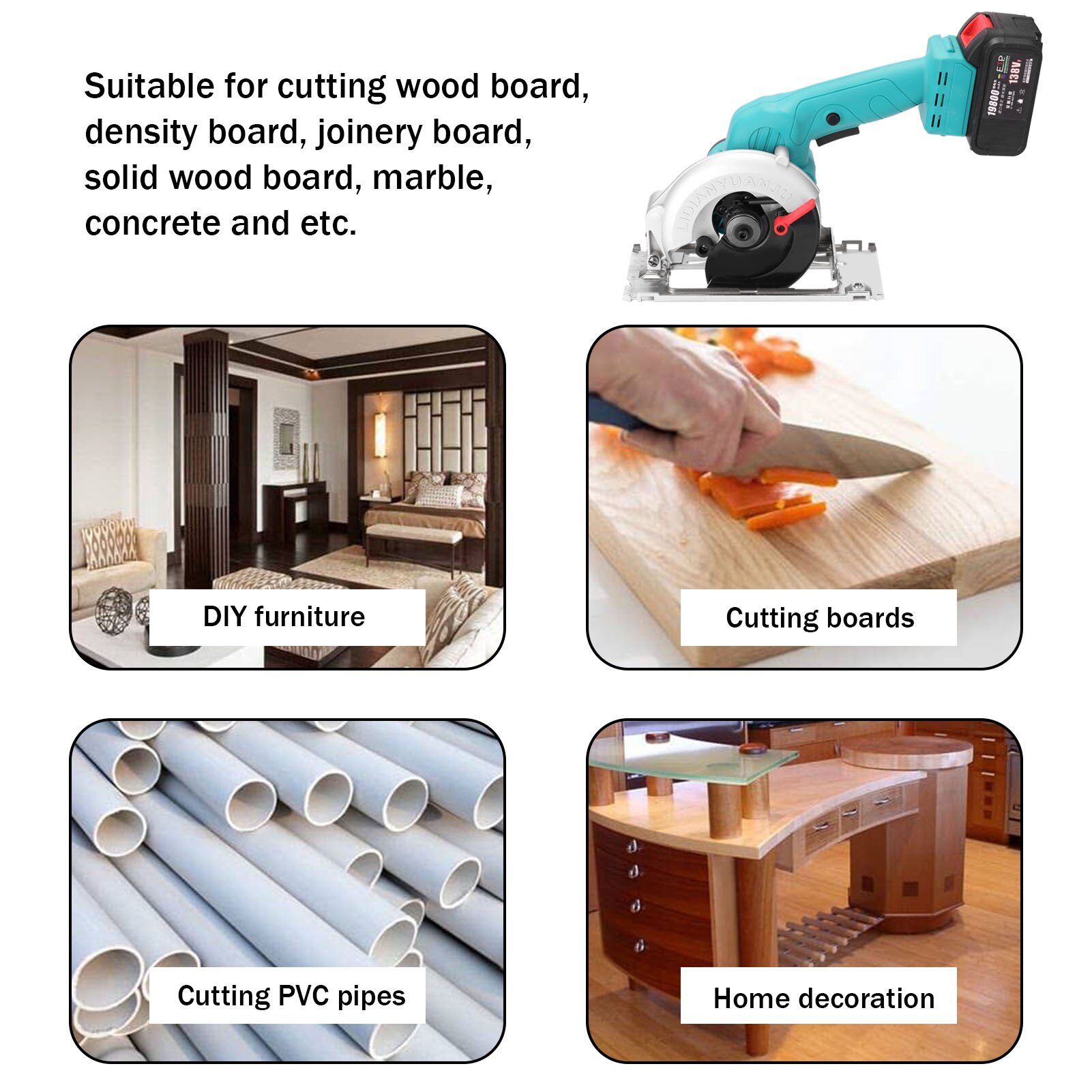 5inch 138VF Electric Circular Saw High Power Lithium Battery Woodworking Tool Wood Board Marble Cutting Machine