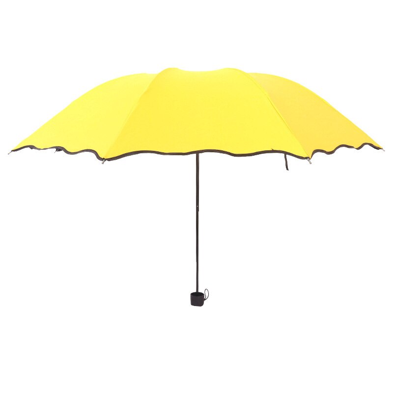 Magic Umbrella Water Flowers Umbrella Vinyl Anti-UV Three Fold Umbrella Princess Umbrella Ladies Sun Umbrella: Yellow