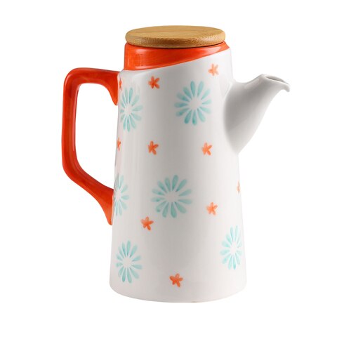 Aceitera de cerámica blanca de estilo europeo, botella de vinagre, utensilios de cocina de porcelana, jarra sellada Simple con tapa de madera, decoración del hogar: E