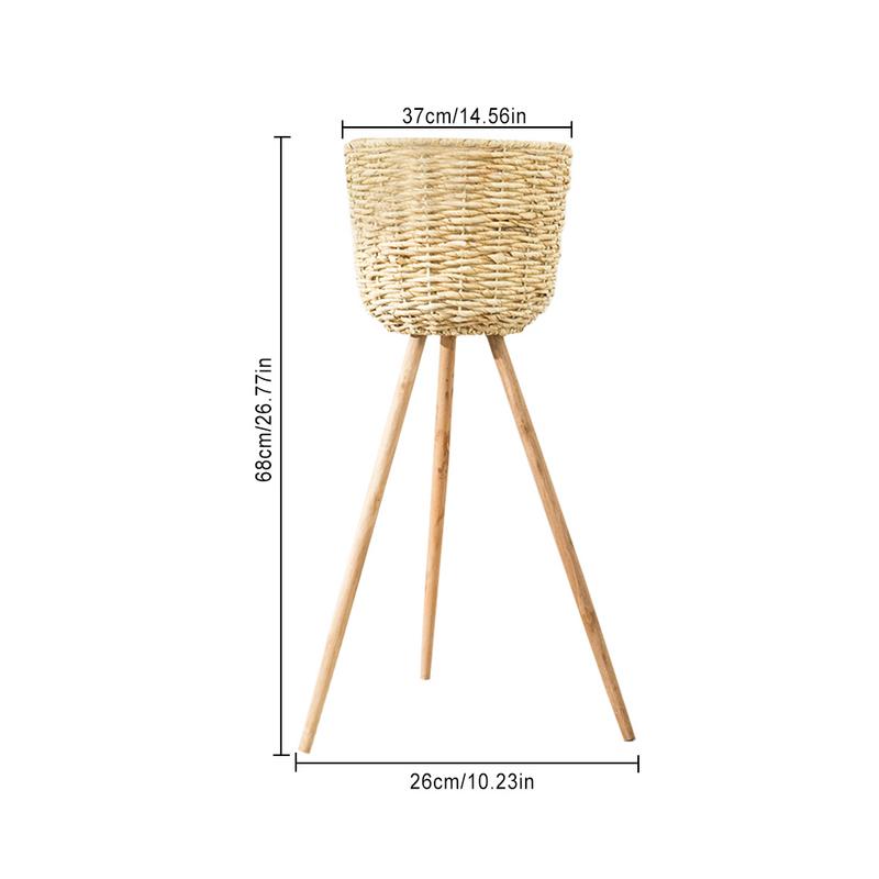 Handmade Bamboo Storage Baskets Laundry Straw Patchwork Wicker Rattan Seagrass Belly Garden Flower Pot Planter Basket