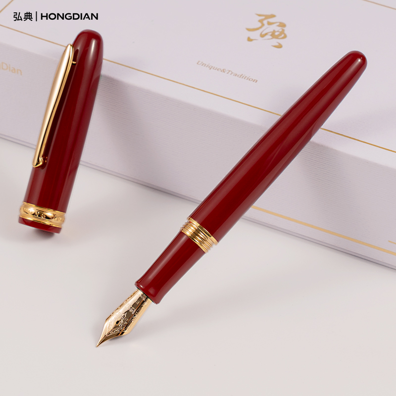 LT Hongdian Saturn Fountain Pen 1841C Premium Vintage Metal Pen Business Calligraphy Smooth Writing Ink