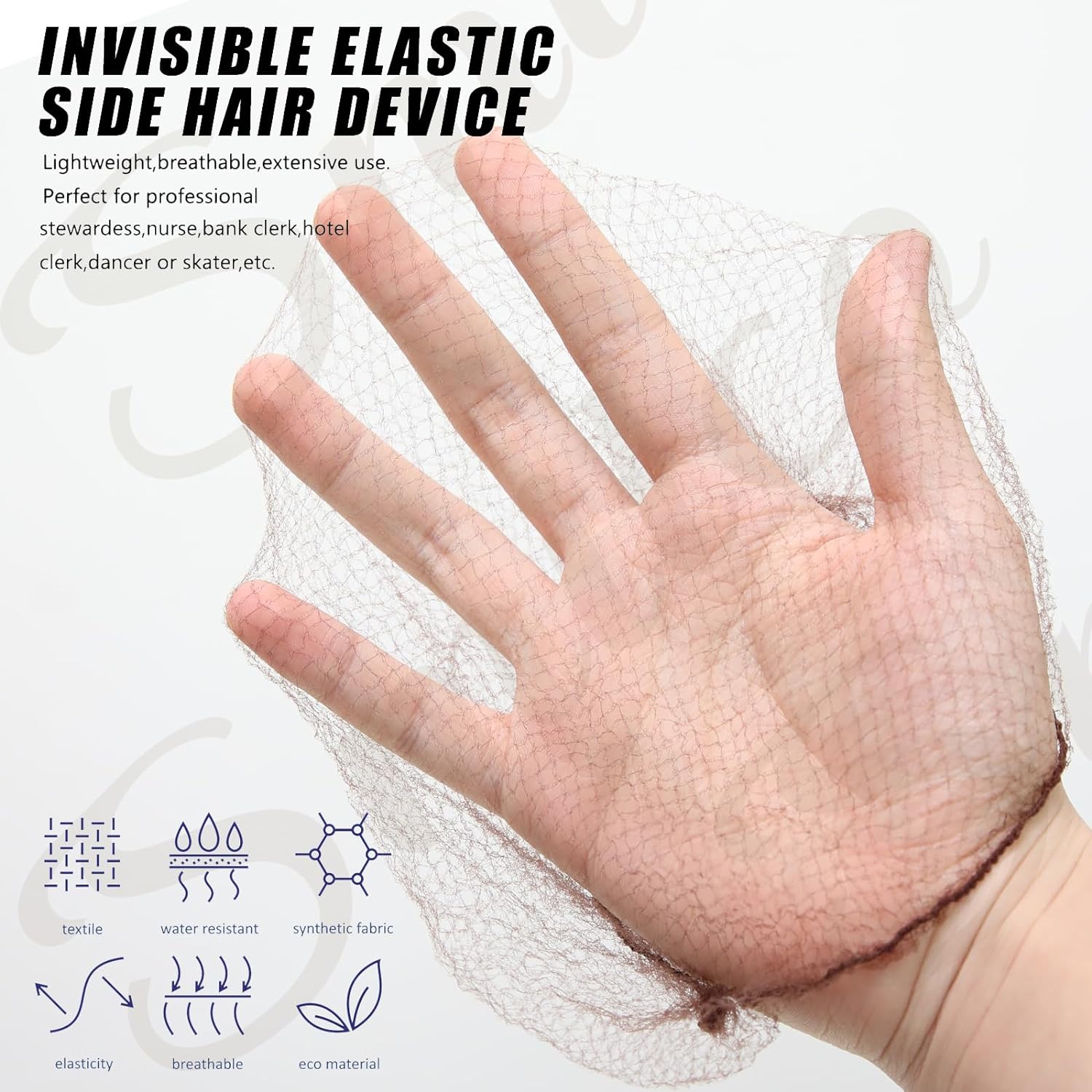 Red para el cabello 50 piezas, redes para el cabello de 24 pulgadas, malla elástica invisible para servicio de comida, moño de ballet, dormir, mujeres y peluca