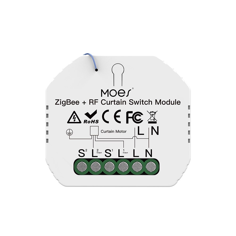 Módulo de interruptor de cortina inteligente Moes ZigBee RF433, para persiana enrollable motorizada, Motor 2MQTT, Tuya, APP inteligente Alexa y Google Home: Roller Blinds Module