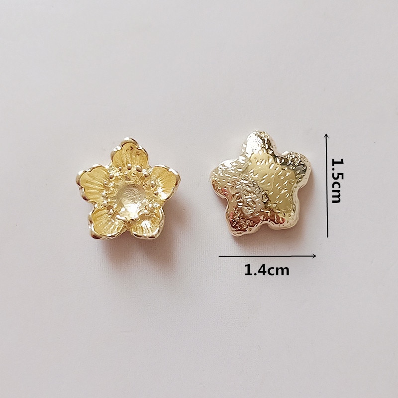 20 PCS 14*15mm Metal Alloy Flowers Tray KC Gold Silver Color Flowers Charm DIY Accessories For Jewelry Making