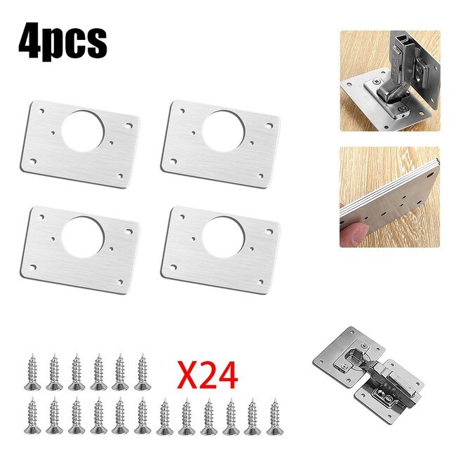 Hinge Repair Plate For Cabinet Furniture Drawer Stainless Steel Door Panels Table Base Hinge Cup Repair Board Fix Bracket: 4pc A