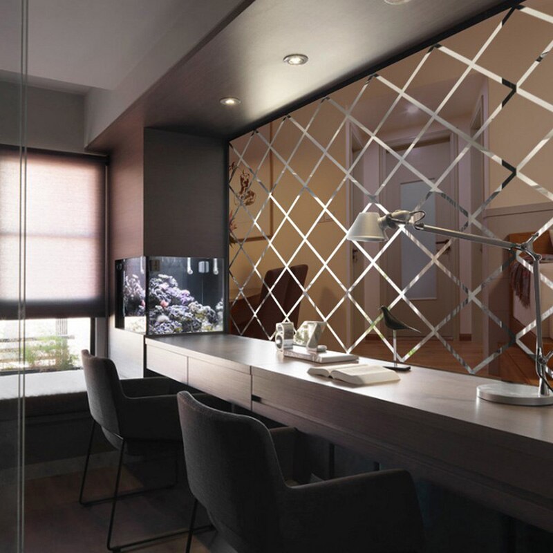 16/32pcs DIY 3D Mirror Wall Stickers Diamonds Triangles Acrylic Wall Mirror Stickers for Kids Room Living Room Home Decoration