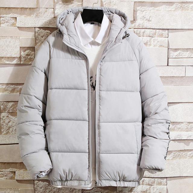 3xl menn vinter uformelt hette tykk vattert jakke glidelås slank menn og kvinner kåper menn parka yttertøy varm: Grå / Xl