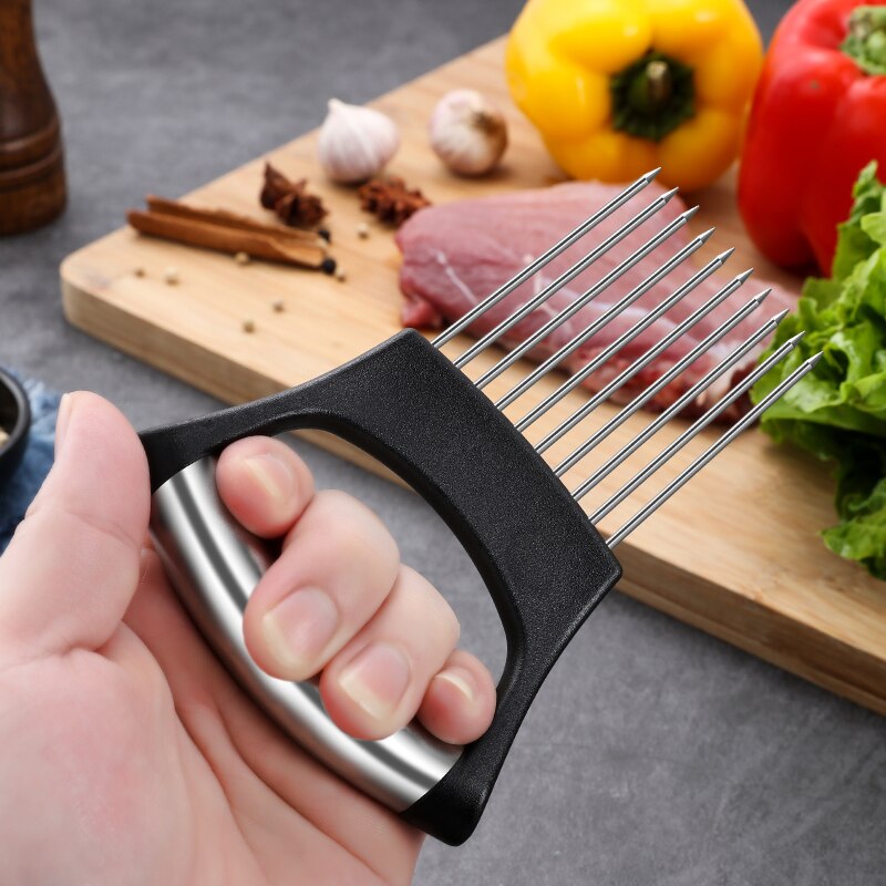 Tomat-, lök- och grönsaksförstörare grönsaksskärare extraställ köksredskap i rostfritt stål mört nålkött