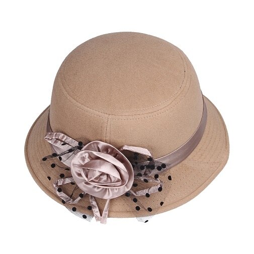 LNPBD – chapeau en feutre de laine pour femmes, couleur unie, rétro, Vintage, seau, automne, hiver: Khaki