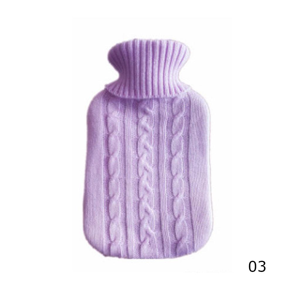 2000Ml Warm Water Fles Gebreide Cover Effen Kleur Water Gevulde Tas Doek Cover Handwarmer Winter Soft water Fles: Light Purple